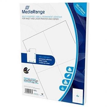 Etiquetas Universales Autoadhesivas MediaRange - 105 x 148 mm, 200 Unidades, Blancas