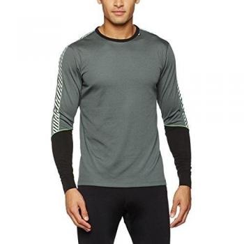 Helly Hansen Hh Dry Stripe 2 Crew - Camiseta interior manga larga para hombre, color gris, talla XL