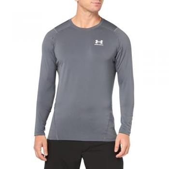 Under Armour HeatGear Compression Long Sleeve T-shirt - Castlerock/White - XL Male