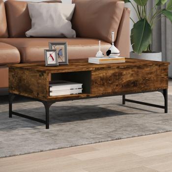 Mesa de centro de madera de ingeniería y metal en color roble ahumado, dimensiones 100x50x35 cm, ideal para salón o comedor
