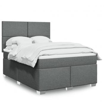 Cama Box Spring con Colchón de Tela Gris Oscuro 140x190 cm