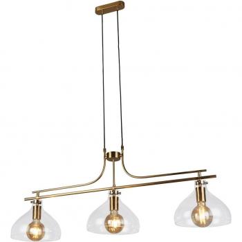 Lámpara colgante Margarita, 3 luces, con estructura de latón y pantallas de vidrio