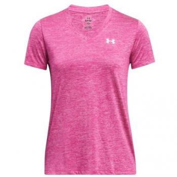 Under Armour Women's Tech V Twist Short Sleeve T-shirt in Rebel Pink 2XL