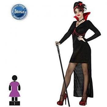 Atosa-54277 Atosa-54277-Disfraz Vampiresa para mujer adulto-talla XS-S negro, color