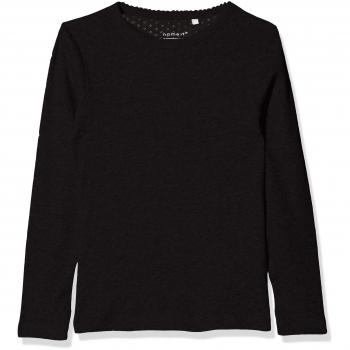 NAME IT Nkfvitte Ls Xsl Top Noos, Camisa Manga Larga para Niñas, Negro