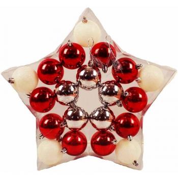 Haac 20er Set para árbol de Navidad con forma de bola de árbol de Navidad de tamaño de 6 cm de colour rojo/plata/de colour blanco para árbol de Navidad de la Navidad de la Navidad