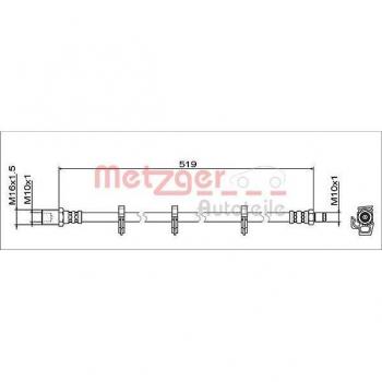 Latiguillo de freno Metzger 4112047 trasero izquierdo para Iveco Daily