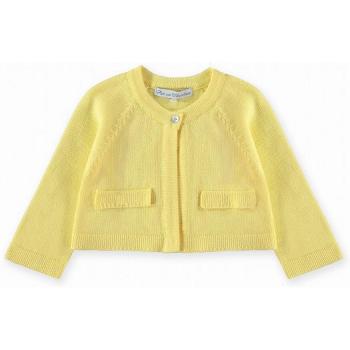 Pan con Chocolate - Chaqueta de bebé niña en tricot con botón de nácar y detalle de lazo