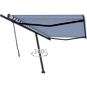 Toldo manual autoportante retráctil Suntent 500x350 cm Azul/Blanco
