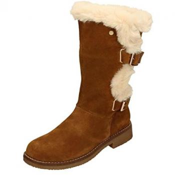 Hush Puppies Women's Megan Tan Suede Mid Calf Boots, Size UK 3