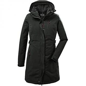 Parka impermeable y cortaviento para mujer Killtec KOW 165 con capucha desmontable y forro de Teddyfleece, color verde olivo, talla 40