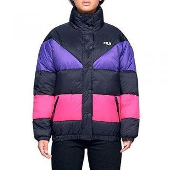Fila Reilly Women's Colorblock Down Jacket - Black/Purple/Pink