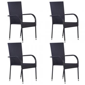vidaXL Stackable Outdoor Chairs 4 pcs Poly Rattan Black