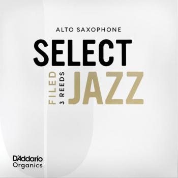D'Addario Rico Organic Select Jazz Filed 2 Medium Alto Saxophone Reeds (Pack of 3)