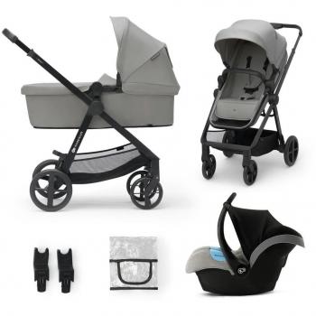 Kinderkraft Carrito de Bebé 3 en 1 MOOV, Cochecito Combinado, Capazo, Silla de Paseo y Silla de Coche, Gris