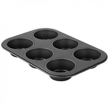 Zenker Bandeja Magdalenas 6 cavidades BLACK METALLIC en acero con recubrimiento antiadherente Teflon. Negro. 28x19x3mm. Ø cavidad 7cm. 1 ud.