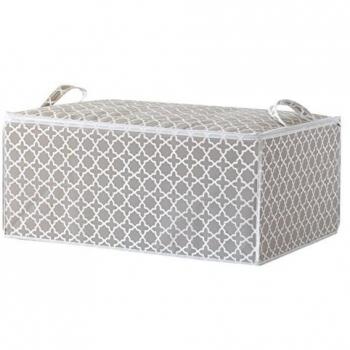 Compactor Funda almacenaje con cremallera y asas, Gama Madison, Color blanco y beige, Tamaño 70 x 50 x 30 cm, Capacidad para 1 edredón doble, RAN7467