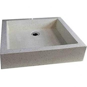 Lavabo Rectangular TIMBRE 60cm Terrazzo Crema Sin Rebosadero