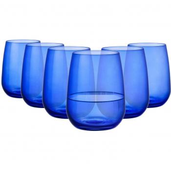 Vaso Bajo de Vidrio Azul Cobalto 42 Cl - Caja 6 Unidades