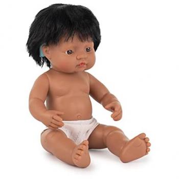 Muñeco Miniland Bebé Latino con Implante Coclear de Vinilo Suave 38 cm Multicolor