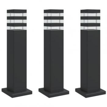 Lámparas de suelo de exterior 3 unidades aluminio negro 50 cm vidaXL