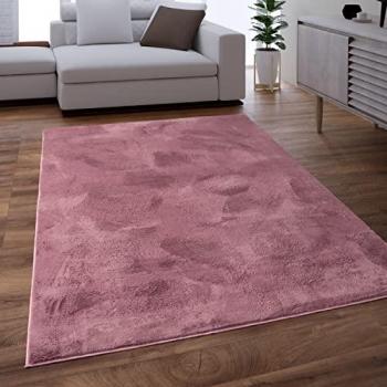 Alfombra de Salón de Pelo Largo Lavable en Lavadora, Suave y Acogedora, Color Rosa Malva, 160x230 cm - Paco Home