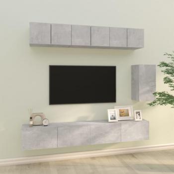 Set de muebles de TV 6 piezas madera contrachapada gris hormigón