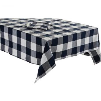 Mantel y servilletas de cuadros azul y blanco