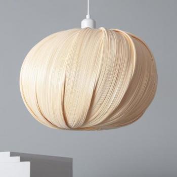 Lámpara Colgante de Bambú Korowai ILUZZIA con Textil Blanco para Decoración de Salón, Habitación y Dormitorio