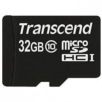 Transcend 32GB MicroSDHC Class 10 UHS-I Memory Card with Adapter 45 MB/s (TS32GUSDU1)