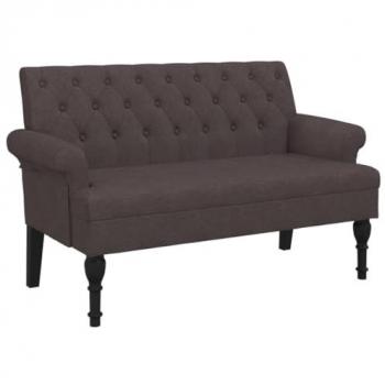 Banco con respaldo tela marrón oscuro 120x62x75,5 cm