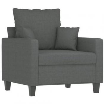 Sillón de tela gris oscuro 60 cm con reposabrazos, respaldo y tapizado para salón hogar