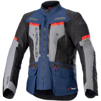 Alpinestars Chaqueta de Moto Bogota' Pro Drystar Azul Oscuro-Negro-Rojo Brillante, textil impermeable para motocicletas, modelo STELLA, talla M