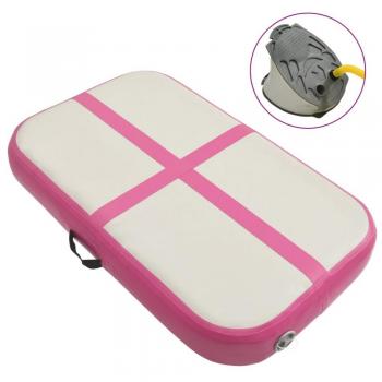 Esterilla inflable de gimnasia con bomba PVC rosa 60x100x20 cm