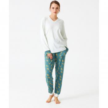 Pijama de mujer largo combinado en modal estampado