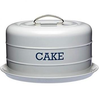 KitchenCraft Living Nostalgia Airtight Cake Storage Tin/Cake Dome, 28.5 x 18 cm - French Grey