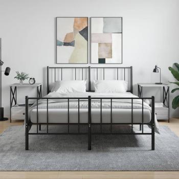 Mesitas de Noche 2 Unidades Madera Ingeniería 50x41x65 cm Negro, Roble Sonoma, Roble Ahumado - Mesita Habitación Dormitorio para Salón y Estudio, Mesa Auxiliar