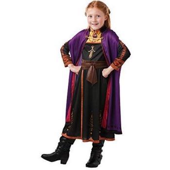 Rubies Disfraz Anna Frozen 2 para niña, Vestido Oficial de Anna de Frozen en color violeta, negro, cobre y dorado, y capa con detalles en purpurina para halloween, navidad, carnaval y cumpleaños