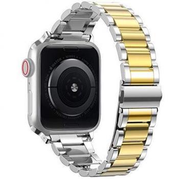 TOWOND Correa Compatible con Apple Watch 6/SE/5/4/3/2/1 Correa 44mm de Acero Inoxidable Reemplazo de Banda Compatible con iWatch Todos los Modelos 42mm Dolado, 42/44mm