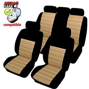 Akhan SB404 - Juego de fundas para el coche, color negro y beige