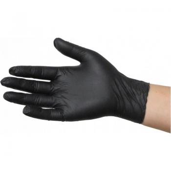 Guante de nitrilo negro sin polvo 5 gramos especial para alimentación, cocinas, peluquerías y talleres, ideal para productos químicos e industriales, estuche de 100 unidades