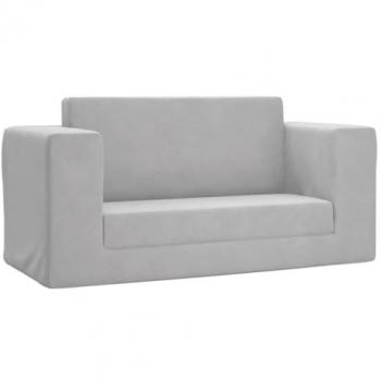 Sofá Cama Infantil 2 Plazas en Felpa Suave Color Gris Claro