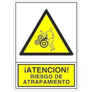 Señal de Advertencia 399 Plástico 345x245 mm - Atención! Riesgo de Atrapamiento