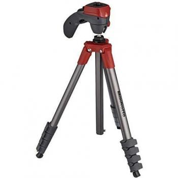Manfrotto Compact Action - Trípode Compact Action con rótula de Joystick, rojo