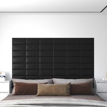 Paneles de Pared 12 uds Cuero Sintético Negro 30x15 cm 0,54 m²