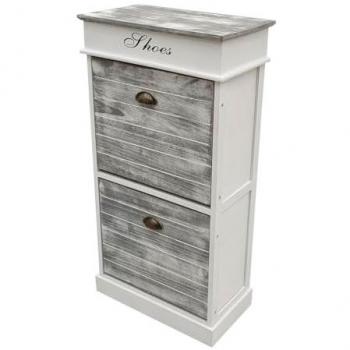 Zapatero Moderno de Madera Blanca 50x28x98 cm - Organizador Práctico con 2 Cajones