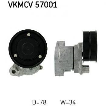 Tensor de correa SKF VKMCV 57001, tipo: tensor de correa, características: adecuado para correas de distribución y acanaladas en V, incluye polea tensora y guía, diseñado para un funcionamiento eficiente y duradero
