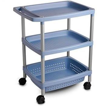 Tatay Carrito Auxiliar baño 7738108-Mueble 3 estantes y Ruedas, PP, Azul, 36 x 64 x 52 cm, 52x36x63 cm