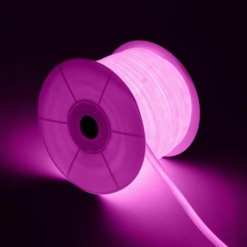 Bobina Neón LED Regulable 220V AC 120 LED/m 50 m Circular 360 Rosa IP67 Corte cada 100 cm
