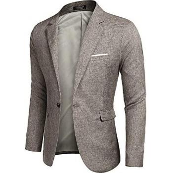 MAXMODA Blazer Hombre Slim Fit Chaqueta Blazer Casual Botón Caqui